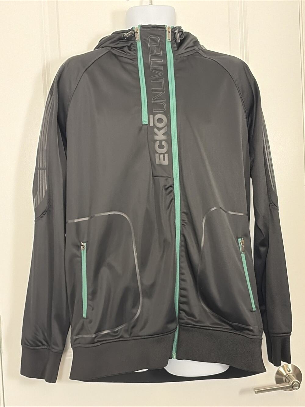 Ecko Unltd Men’s Full Zip Black Reflective Jacket Xl
